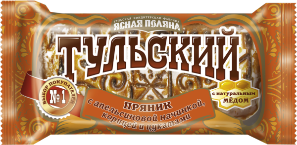 Пряник ЯСНАЯ ПОЛЯНА Тульский с апельсиновой начинкой, корицей и цукатами